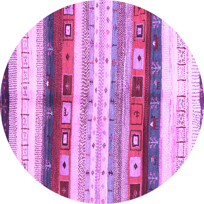 Round Abstract Purple Contemporary Rug, con2893pur