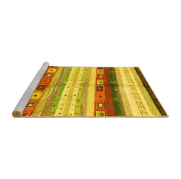 Sideview of Machine Washable Abstract Yellow Contemporary Rug, wshcon2893yw