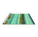 Sideview of Machine Washable Abstract Turquoise Contemporary Area Rugs, wshcon2893turq