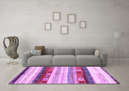 Machine Washable Abstract Purple Contemporary Area Rugs in a Living Room, wshcon2893pur