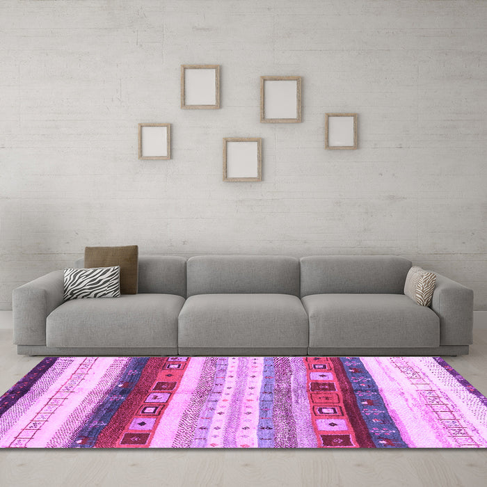 Machine Washable Abstract Purple Contemporary Area Rugs in a Living Room, wshcon2893pur