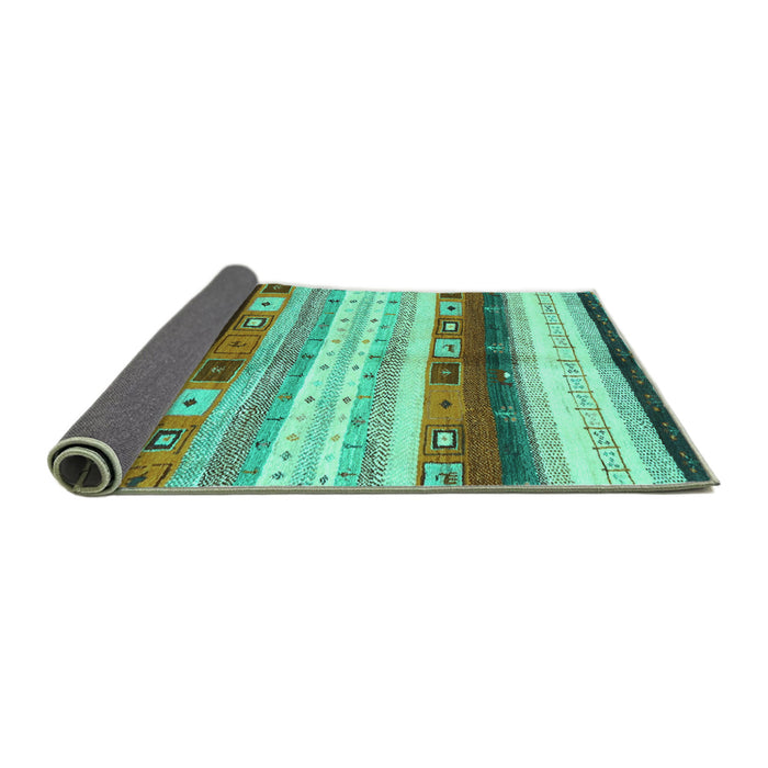Sideview of Abstract Turquoise Contemporary Rug, con2893turq