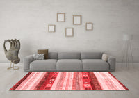 Machine Washable Abstract Red Contemporary Rug, wshcon2893red