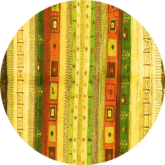 Round Abstract Yellow Contemporary Rug, con2893yw