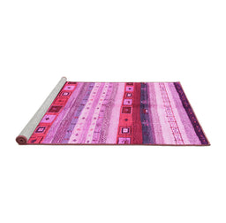 Sideview of Machine Washable Abstract Pink Contemporary Rug, wshcon2893pnk