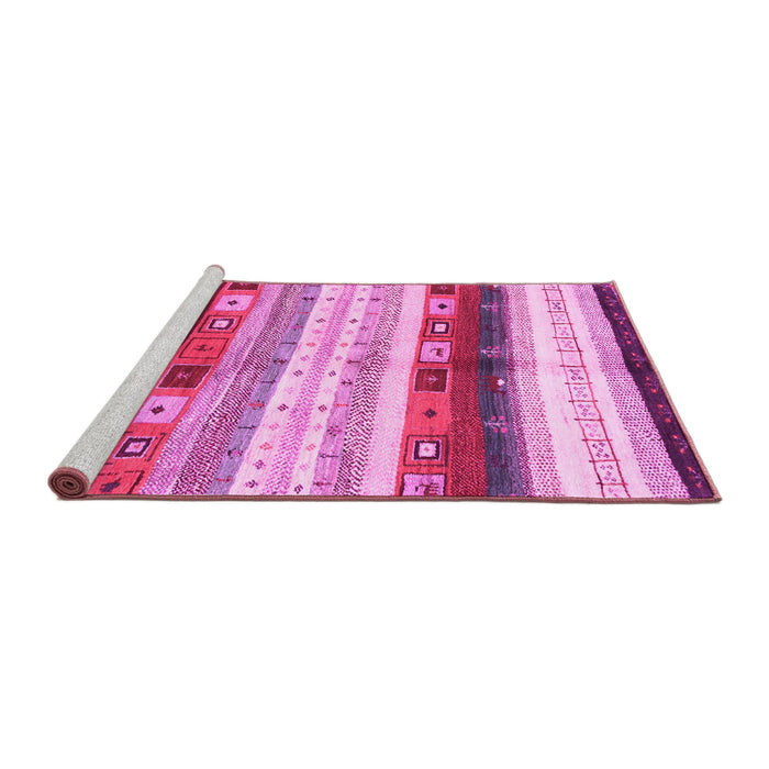Sideview of Machine Washable Abstract Pink Contemporary Rug, wshcon2893pnk