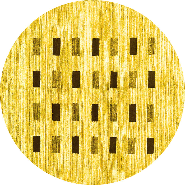 Round Solid Yellow Modern Rug, con2894yw