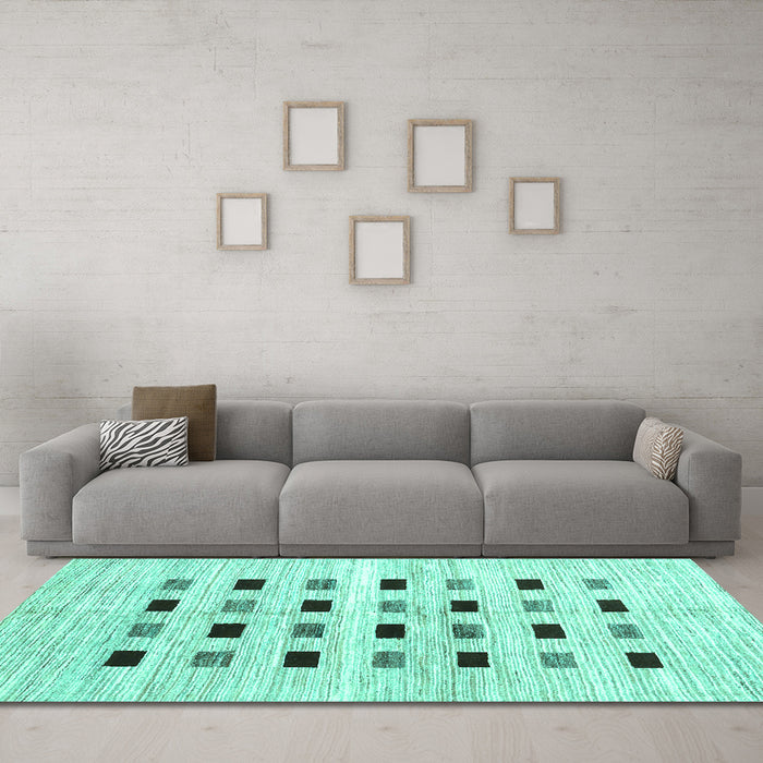 Machine Washable Solid Turquoise Modern Area Rugs in a Living Room,, wshcon2894turq