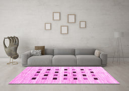 Machine Washable Solid Pink Modern Rug in a Living Room, wshcon2894pnk