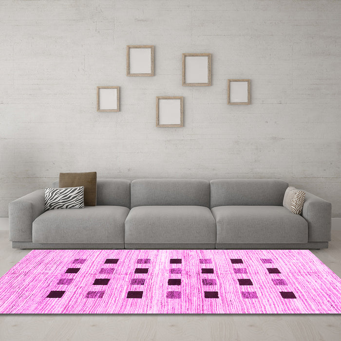 Machine Washable Solid Pink Modern Rug in a Living Room, wshcon2894pnk