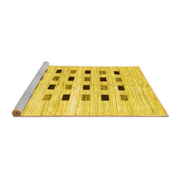 Sideview of Machine Washable Solid Yellow Modern Rug, wshcon2894yw