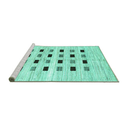 Sideview of Machine Washable Solid Turquoise Modern Area Rugs, wshcon2894turq