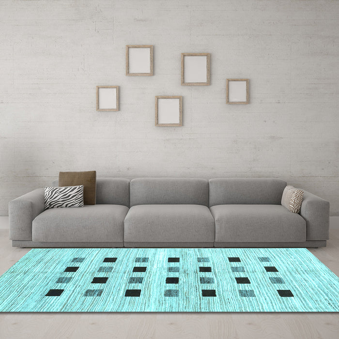 Machine Washable Solid Light Blue Modern Rug in a Living Room, wshcon2894lblu