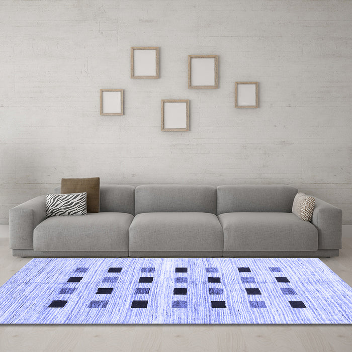 Machine Washable Solid Blue Modern Rug in a Living Room, wshcon2894blu