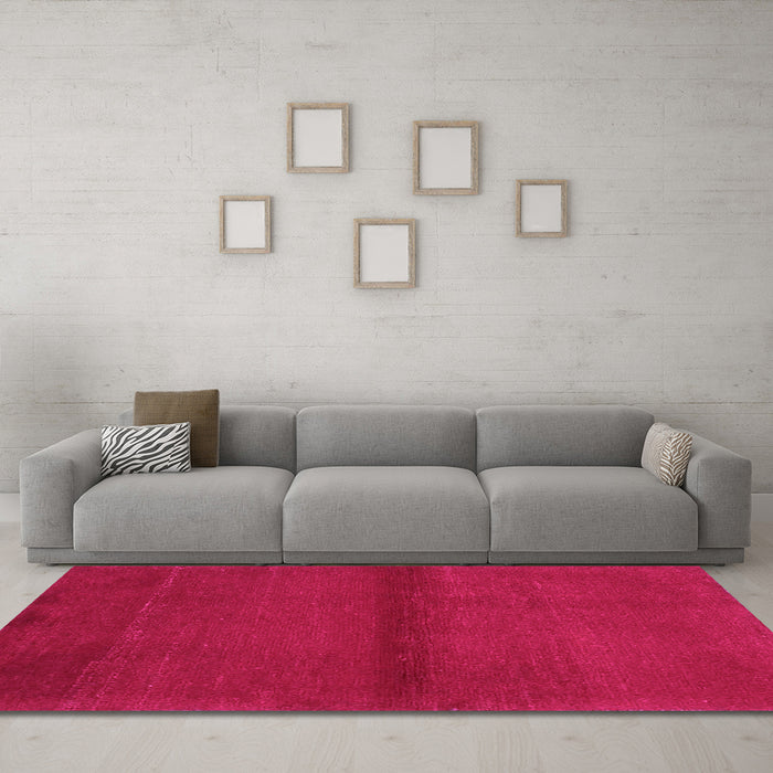 Machine Washable Abstract Pink Contemporary Rug in a Living Room, wshcon2895pnk