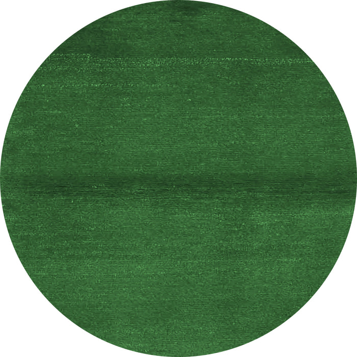 Round Machine Washable Abstract Emerald Green Contemporary Area Rugs, wshcon2895emgrn