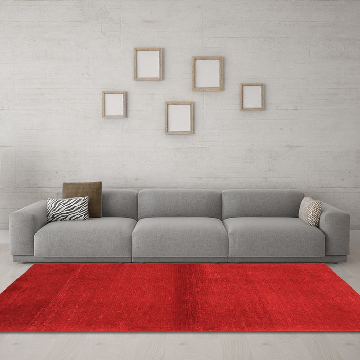 Machine Washable Abstract Orange Contemporary Area Rugs in a Living Room, wshcon2895org