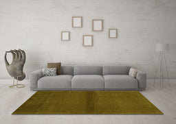 Machine Washable Abstract Green Contemporary Area Rugs in a Living Room,, wshcon2895grn