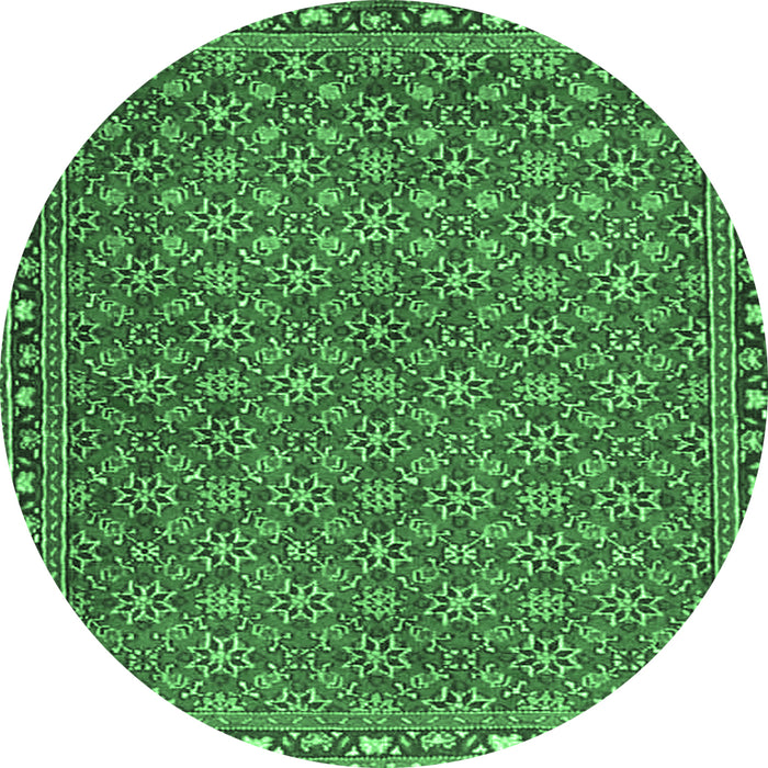Round Abstract Emerald Green Contemporary Rug, con2896emgrn