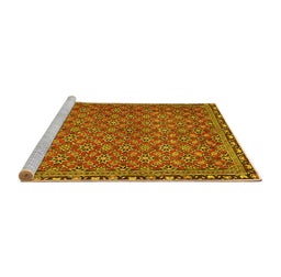 Sideview of Machine Washable Abstract Yellow Contemporary Rug, wshcon2896yw