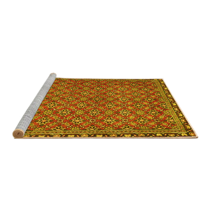 Sideview of Machine Washable Abstract Yellow Contemporary Rug, wshcon2896yw
