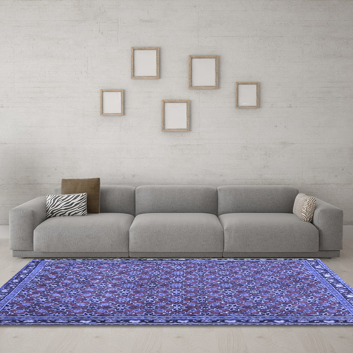 Machine Washable Abstract Blue Contemporary Rug in a Living Room, wshcon2896blu