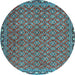 Round Machine Washable Abstract Light Blue Contemporary Rug, wshcon2896lblu