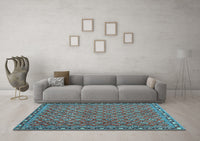 Machine Washable Abstract Light Blue Contemporary Rug, wshcon2896lblu