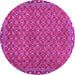 Round Machine Washable Abstract Pink Contemporary Rug, wshcon2896pnk