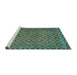 Sideview of Machine Washable Abstract Turquoise Contemporary Area Rugs, wshcon2896turq