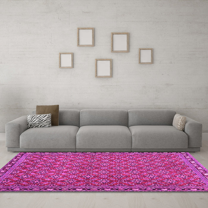 Machine Washable Abstract Pink Contemporary Rug in a Living Room, wshcon2896pnk
