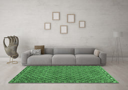 Machine Washable Abstract Emerald Green Contemporary Area Rugs in a Living Room,, wshcon2896emgrn