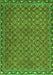 Serging Thickness of Machine Washable Abstract Green Contemporary Area Rugs, wshcon2896grn