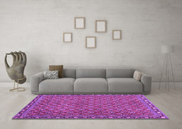 Machine Washable Abstract Purple Contemporary Area Rugs in a Living Room, wshcon2896pur