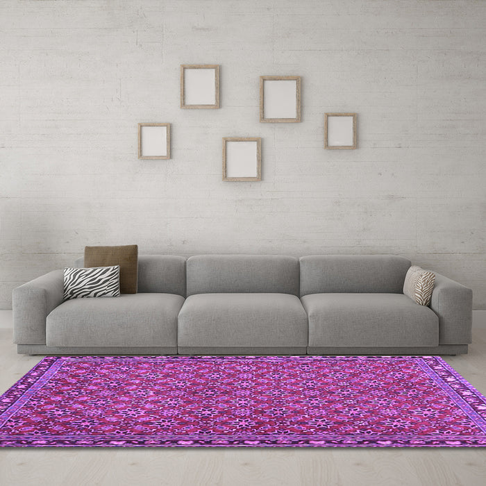 Machine Washable Abstract Purple Contemporary Area Rugs in a Living Room, wshcon2896pur