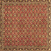 Square Machine Washable Abstract Brown Contemporary Rug, wshcon2896brn