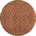 Round Abstract Brown Contemporary Rug, con2896brn