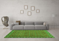 Machine Washable Abstract Green Contemporary Rug, wshcon2896grn