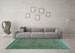 Machine Washable Abstract Turquoise Contemporary Area Rugs in a Living Room,, wshcon2896turq