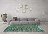 Machine Washable Abstract Turquoise Contemporary Rug, wshcon2896turq