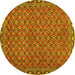 Round Machine Washable Abstract Yellow Contemporary Rug, wshcon2896yw