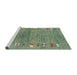 Serging Thickness of Machine Washable Contemporary Green Rug, wshcon2897