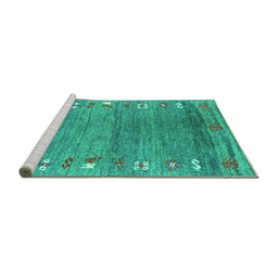 Sideview of Machine Washable Abstract Turquoise Contemporary Area Rugs, wshcon2897turq