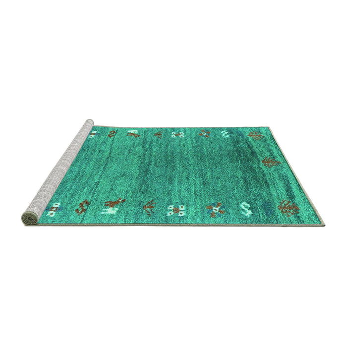 Sideview of Machine Washable Abstract Turquoise Contemporary Area Rugs, wshcon2897turq