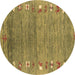 Round Abstract Brown Contemporary Rug, con2897brn