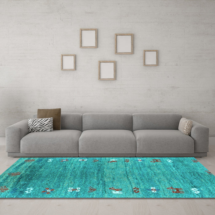 Machine Washable Abstract Light Blue Contemporary Rug in a Living Room, wshcon2897lblu