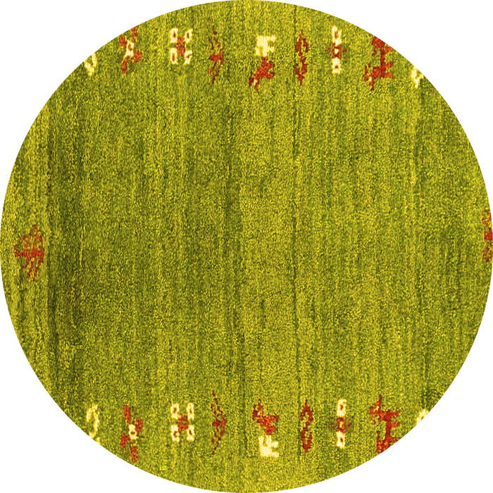 Round Abstract Yellow Contemporary Rug, con2897yw