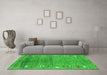 Machine Washable Abstract Green Contemporary Area Rugs in a Living Room,, wshcon2897grn