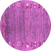 Round Machine Washable Abstract Pink Contemporary Rug, wshcon2897pnk