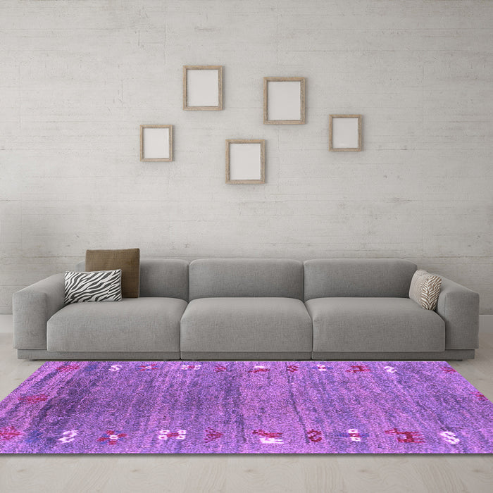 Machine Washable Abstract Purple Contemporary Area Rugs in a Living Room, wshcon2897pur
